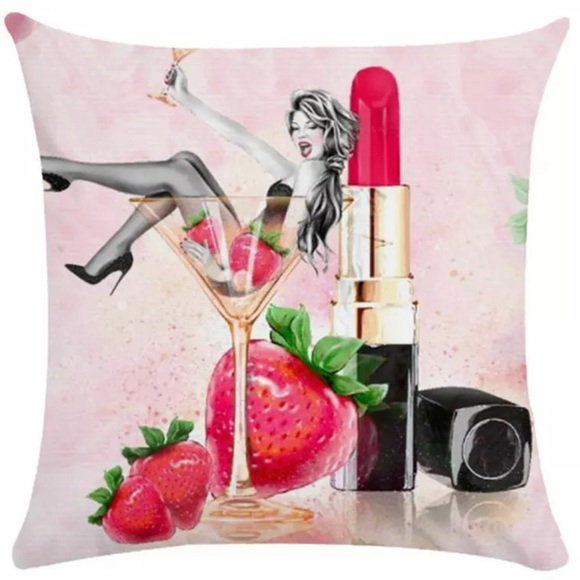 Other - 💄 Drinks & Lipstick Women’s Fashion Pillow Cover